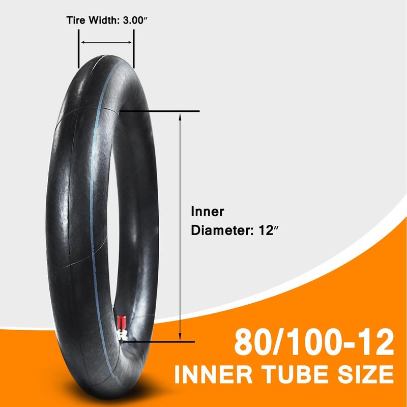 HOLATO 2.75/3.00-12 80/100-12 Inner Tube for 110cc 125cc TaoTao DB14 CRF50 CRF70 XR70 CRF110 KLX110 TTR90 TTR110 PW80 RM60 RM65 DRZ110 SSR Apollo Coolster Dirt Pit Bike Motorcycle Heavy Duty 1 Pack - Image 3